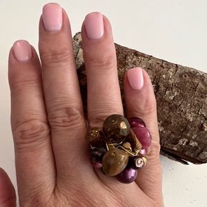 Mixed Media Stone Adjustable Ring / Zuka